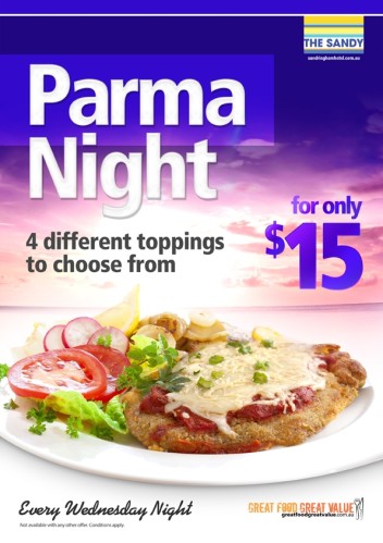 Wednesday $15 Parmas