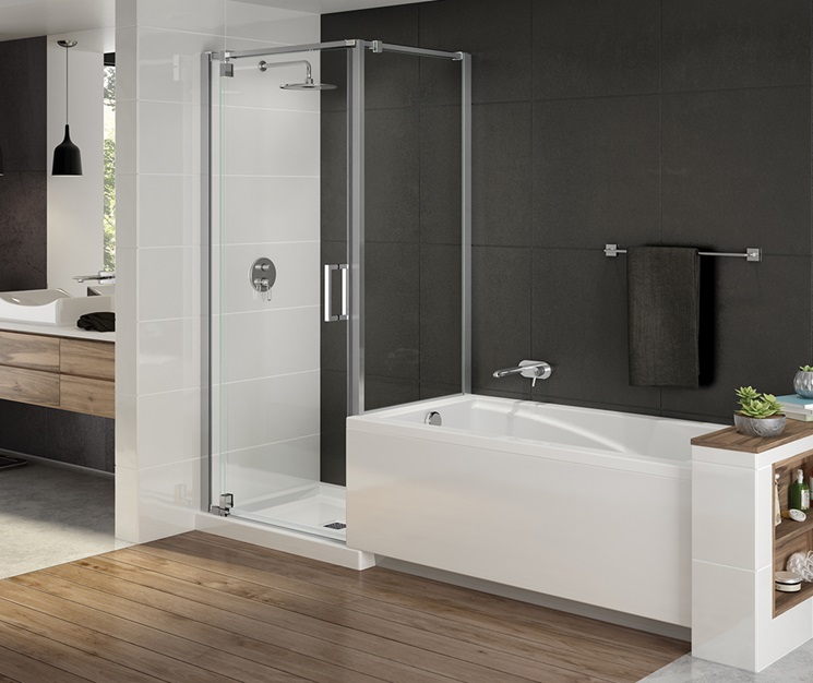 MAAX NexTile ensemble de bain-douche 60 X 30 x 81.25 po,bain Nomad AFR  drain à droite, écr