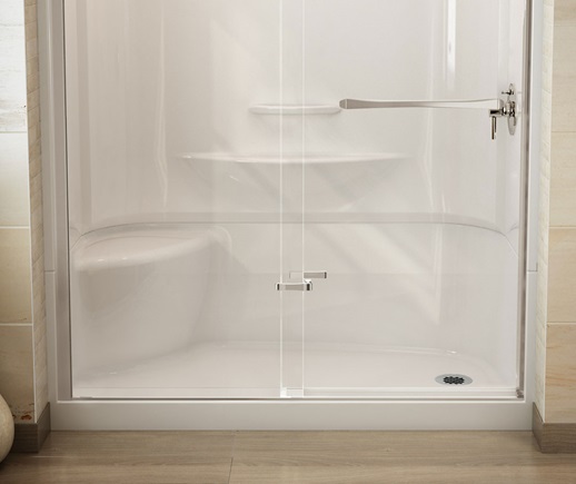 B3X 6036 Base de douche blanche pour coin à gauche en acrylique