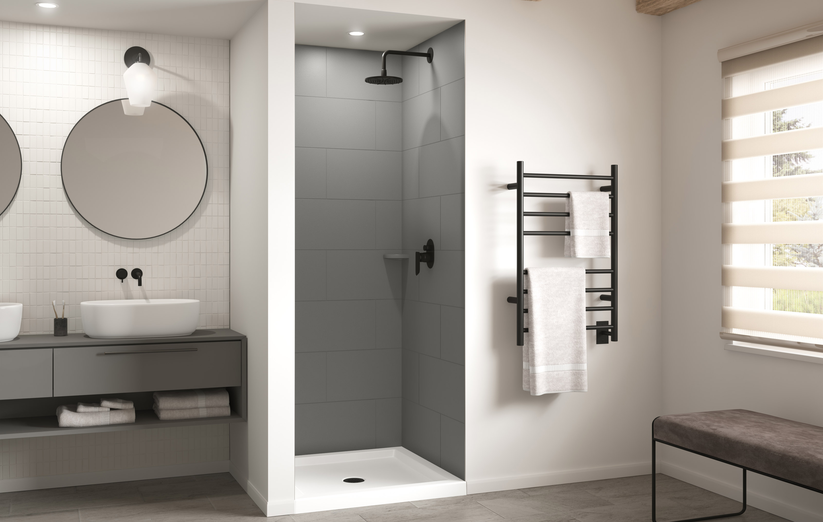 Shower Walls And Panels: Smooth Wall, Subway and Square Tile Bath Wall Kits