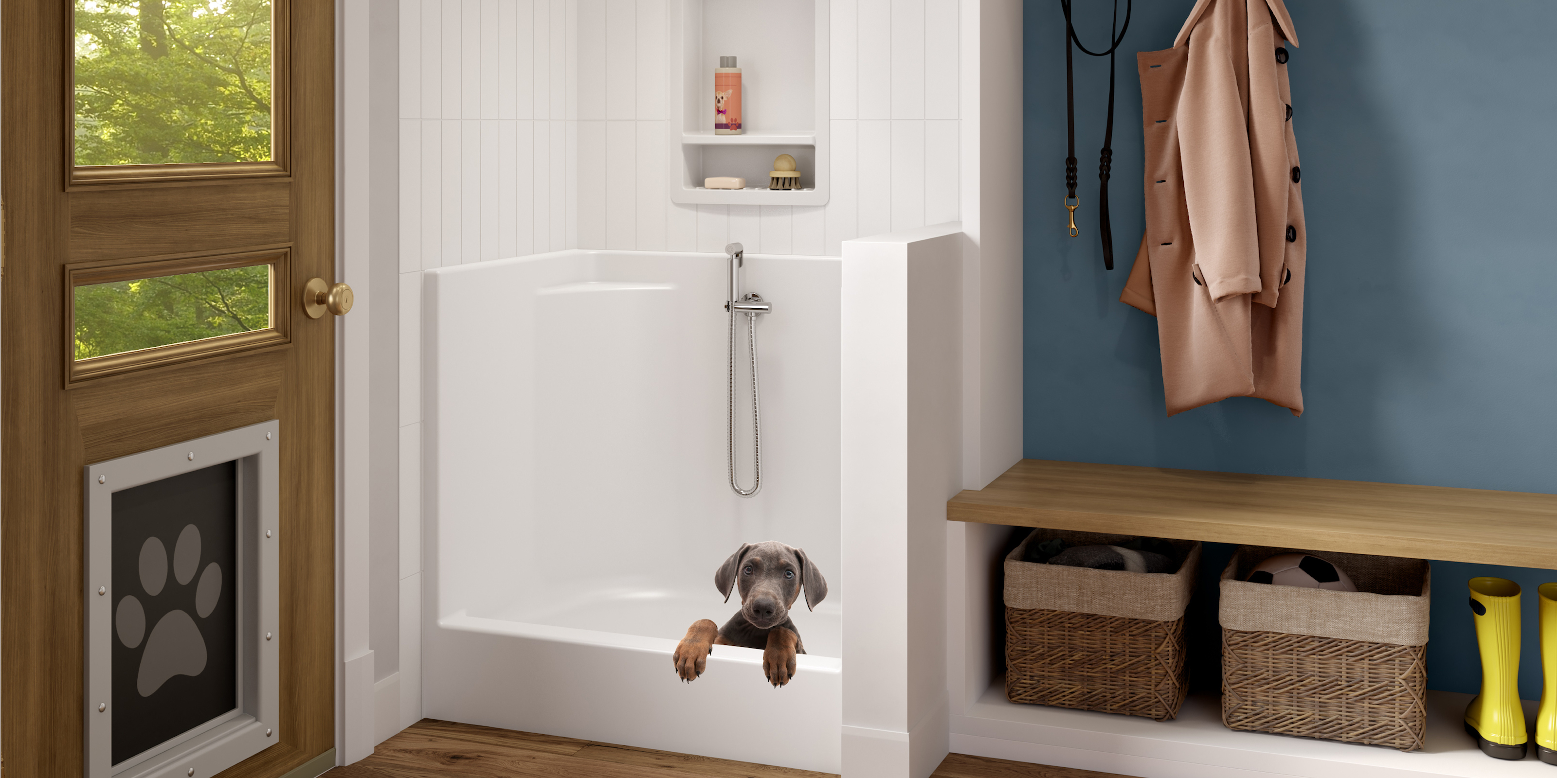 Pet wash enclosure online