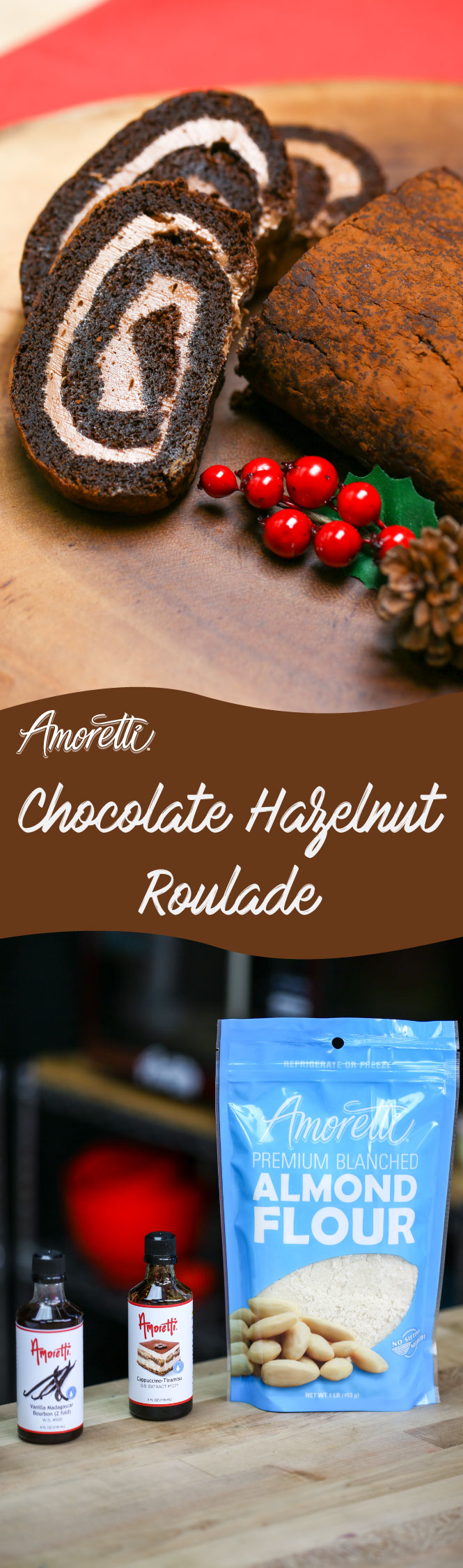 Treat yourself this holiday season with a moist chocolate hazelnut roulade!