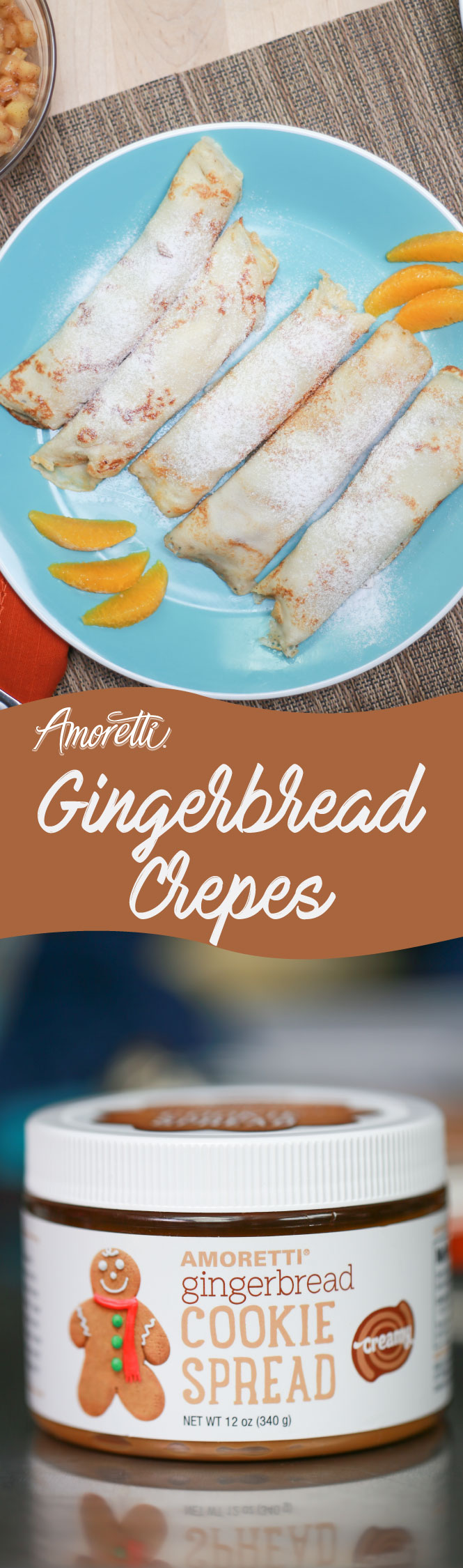 Fill these simple crepes with Gingerbread Cookie Spread for a holiday twist!