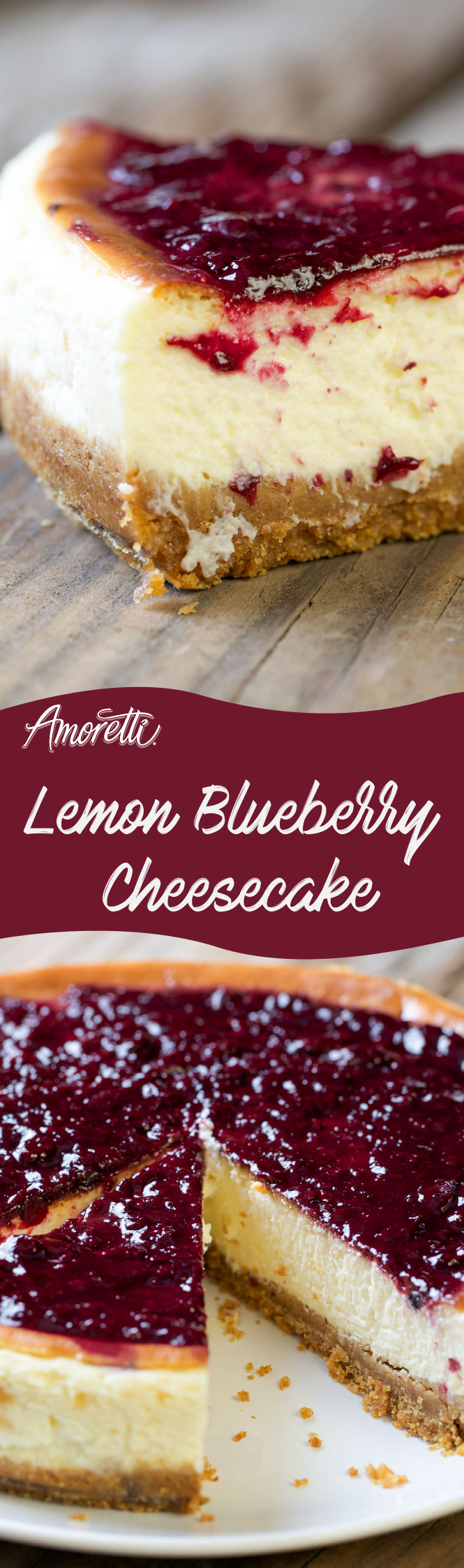 Creamy lemon cheesecake with a blueberry topping!