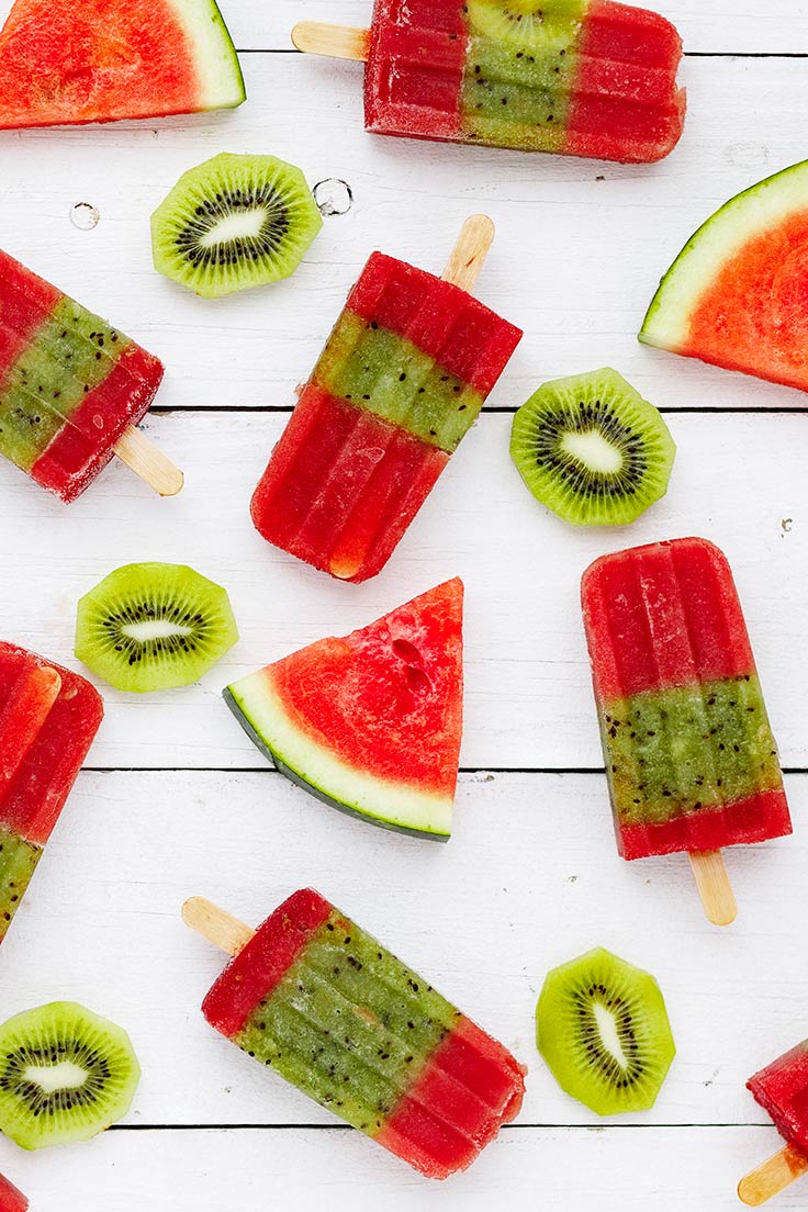 Amoretti Recipe: Kiwi Watermelon Popsicles with fruit