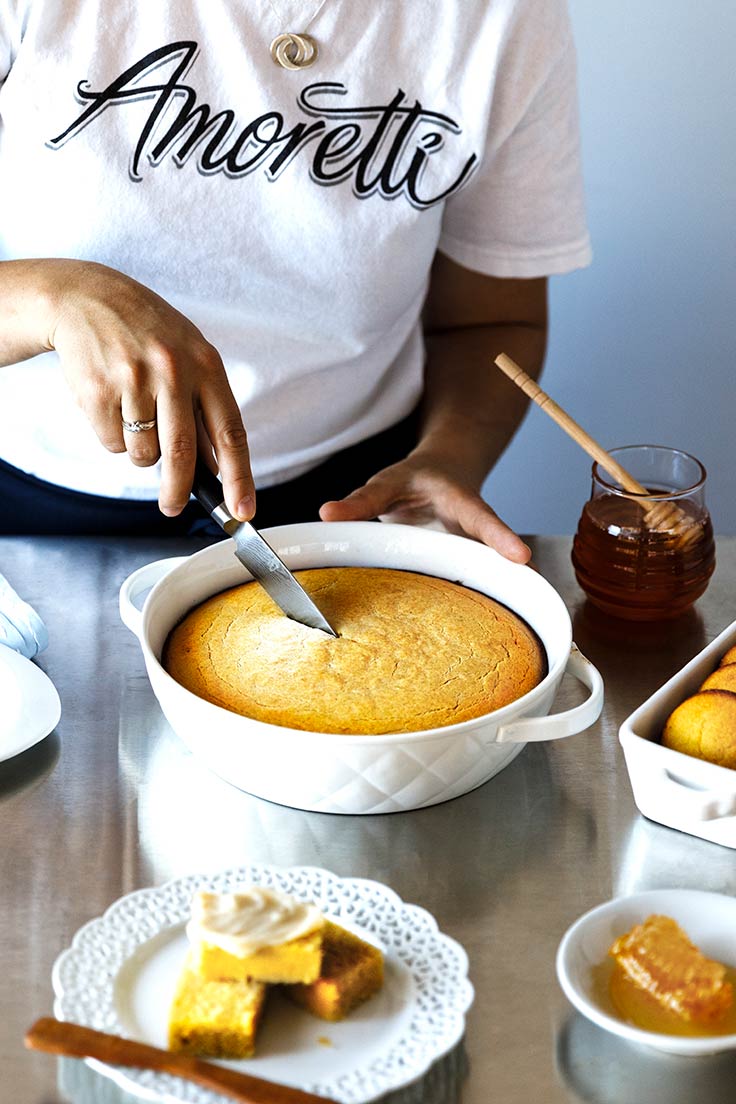 Try Amoretti's recipe for Gluten Free Cornbread with Sweet Corn Honey Butter