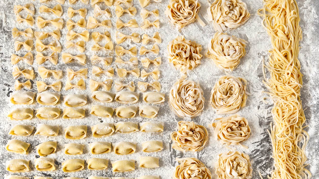 Amoretti Homemade Pasta Recipe. Make agnolotti, bowties, fettuccine nests, or spaghetti.