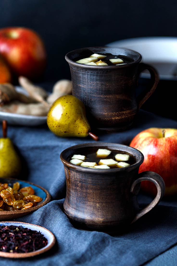 two mugs of Amoretti's Ponche Navideño Recipe