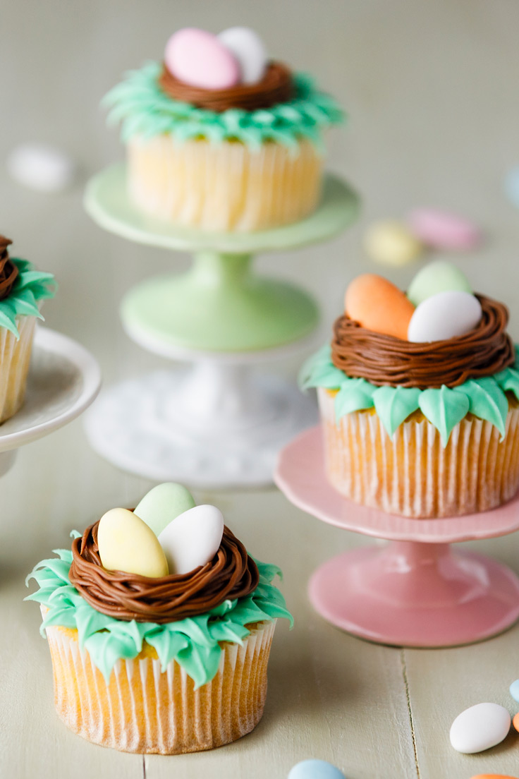 Amoretti Pistachio Cupcakes Recipe with Dragee Nests