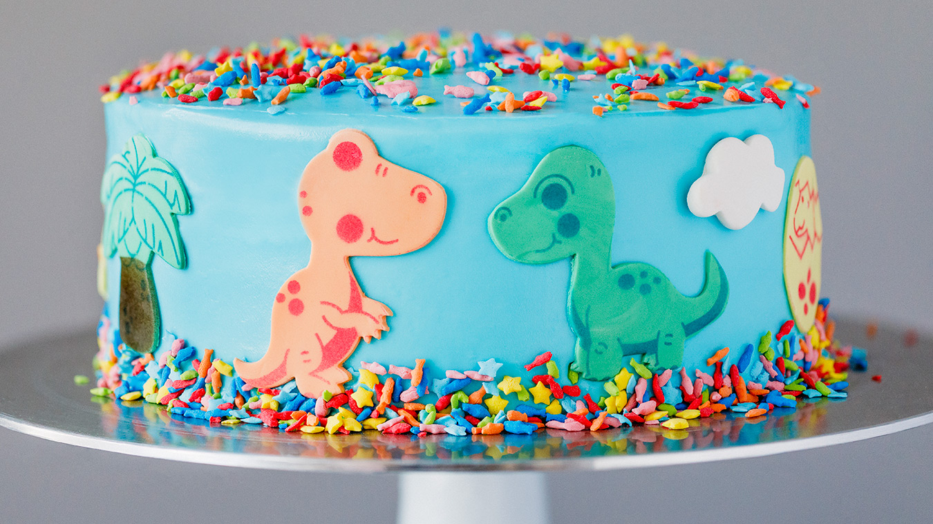 How to Flavor a Box Cake Mix with Amoretti Compounds - Blue Raspberry Dinosaur Cake