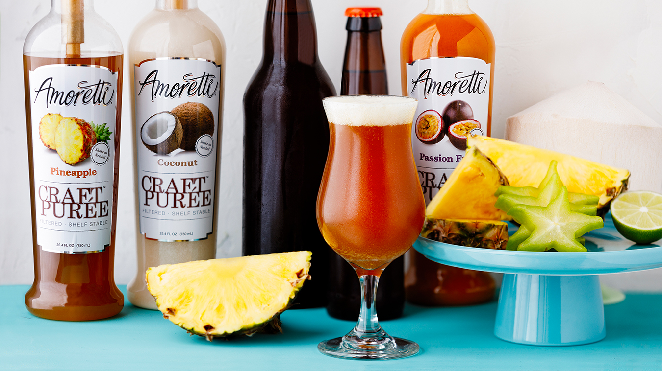 Murkwood Brewing with Amoretti: Golden Perch Tropical IPA Recipe with Pineapple, Passion Fruit, & Coconut Craft Purees