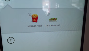 McDonalds Touchscreen- Optional extras menu like drinks and salad