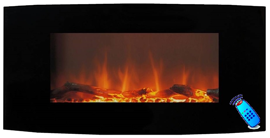 Calefactor Chimenea Eléctrica De Pared Pantalla Curva 90cm - $ 4,199.00