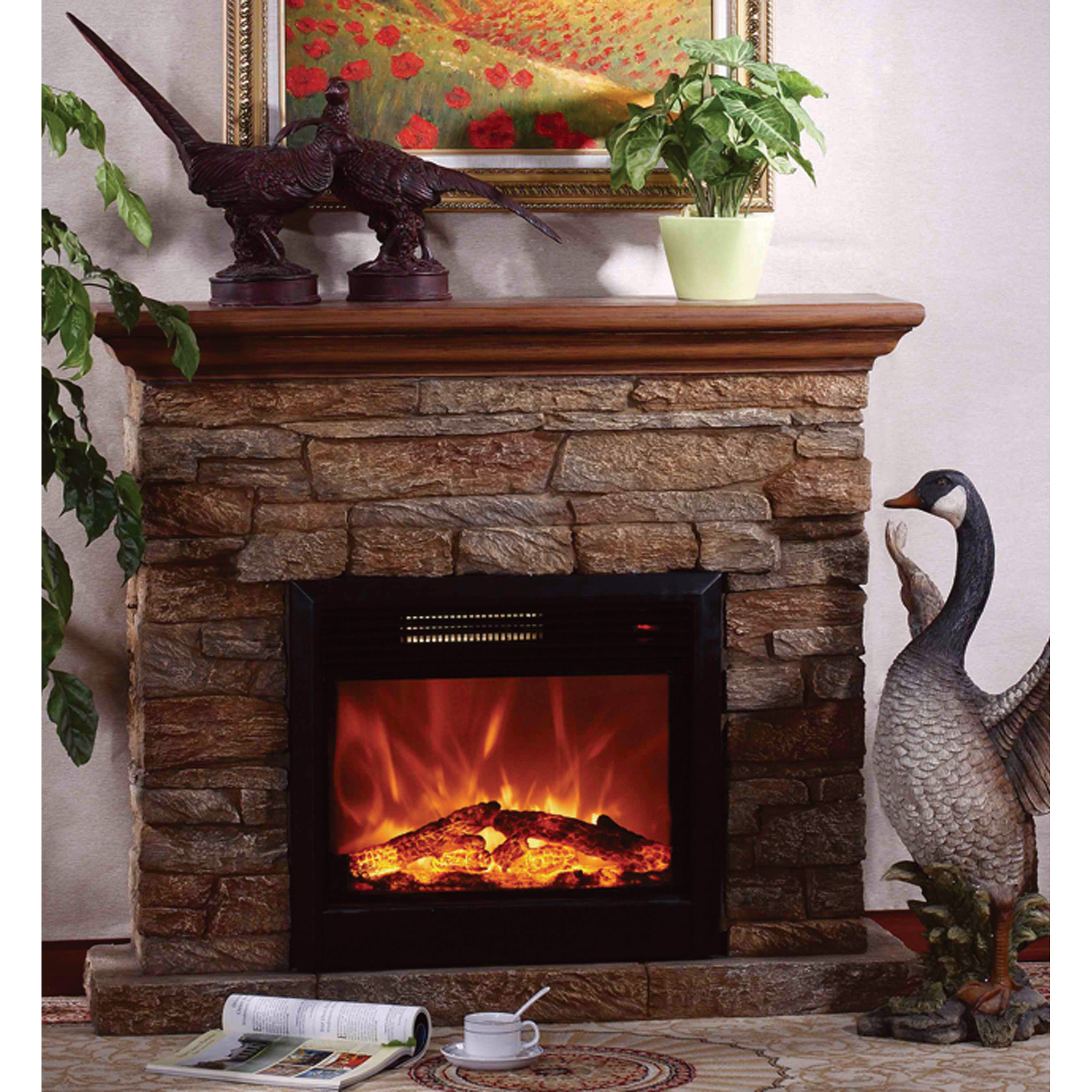 Calefactor Chimenea Eléctrica Rustica De Pedestal 112cm R/c - $ 7,899.