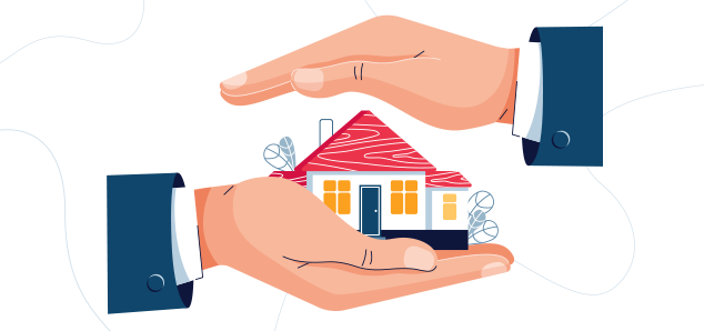 Two hands Protecting a House