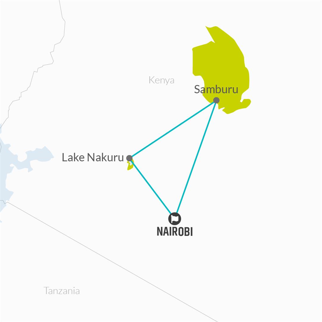 tourhub | Bamba Travel | Kenya Highlights Safari 4D/3N (Lake Nakuru & Samburu) | Tour Map