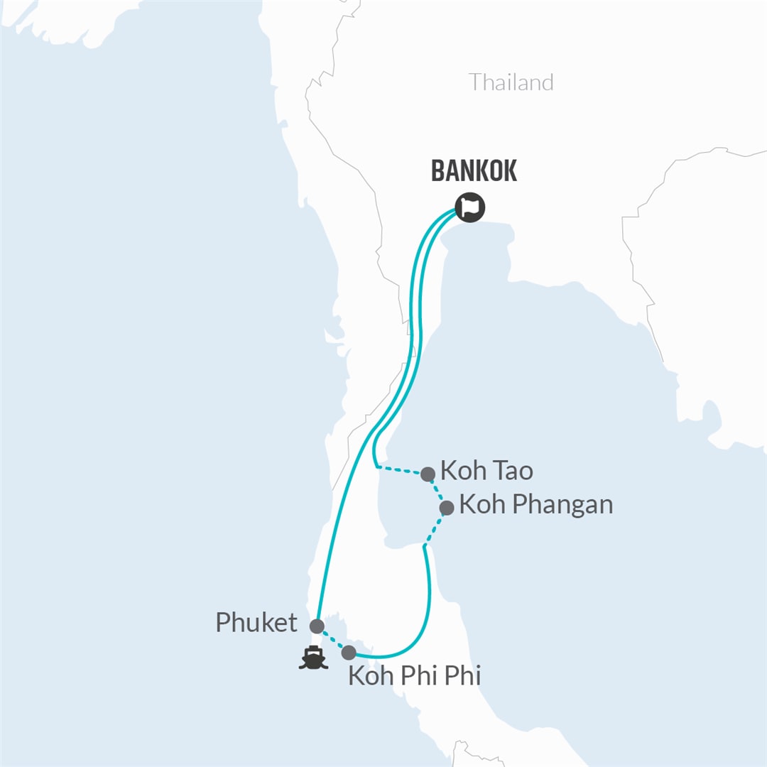 tourhub | Bamba Travel | Thai Island Hopping Adventure 14D/13N | Tour Map