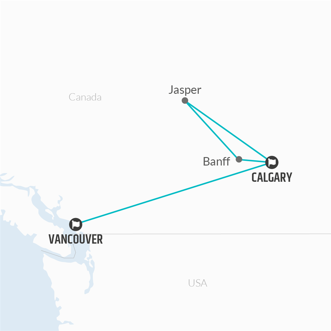 tourhub | Bamba Travel | Canadian Rockies Adventure 10D/9N (Summer) | Tour Map