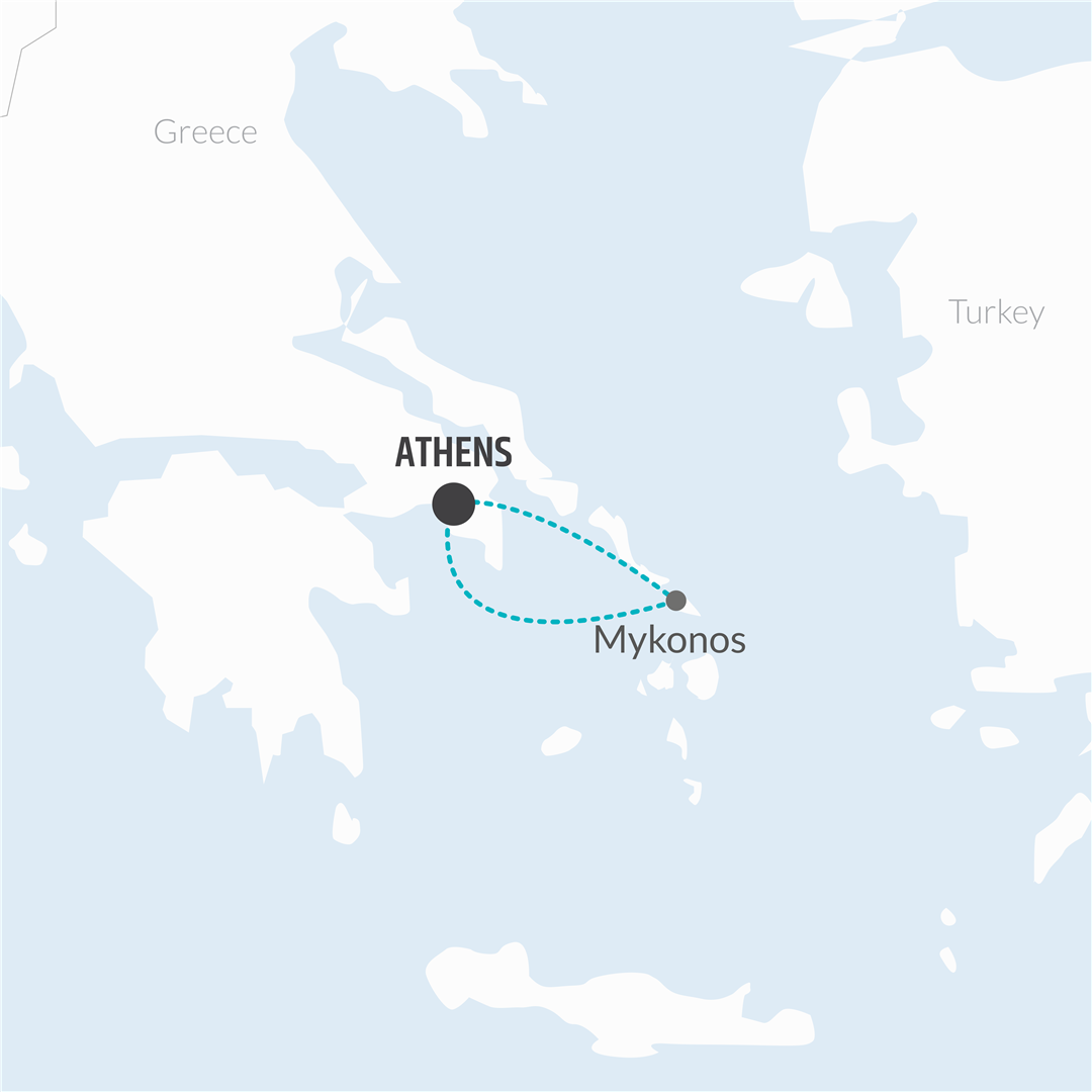 tourhub | Bamba Travel | Athens & Mykonos Adventure 7D/6N | Tour Map