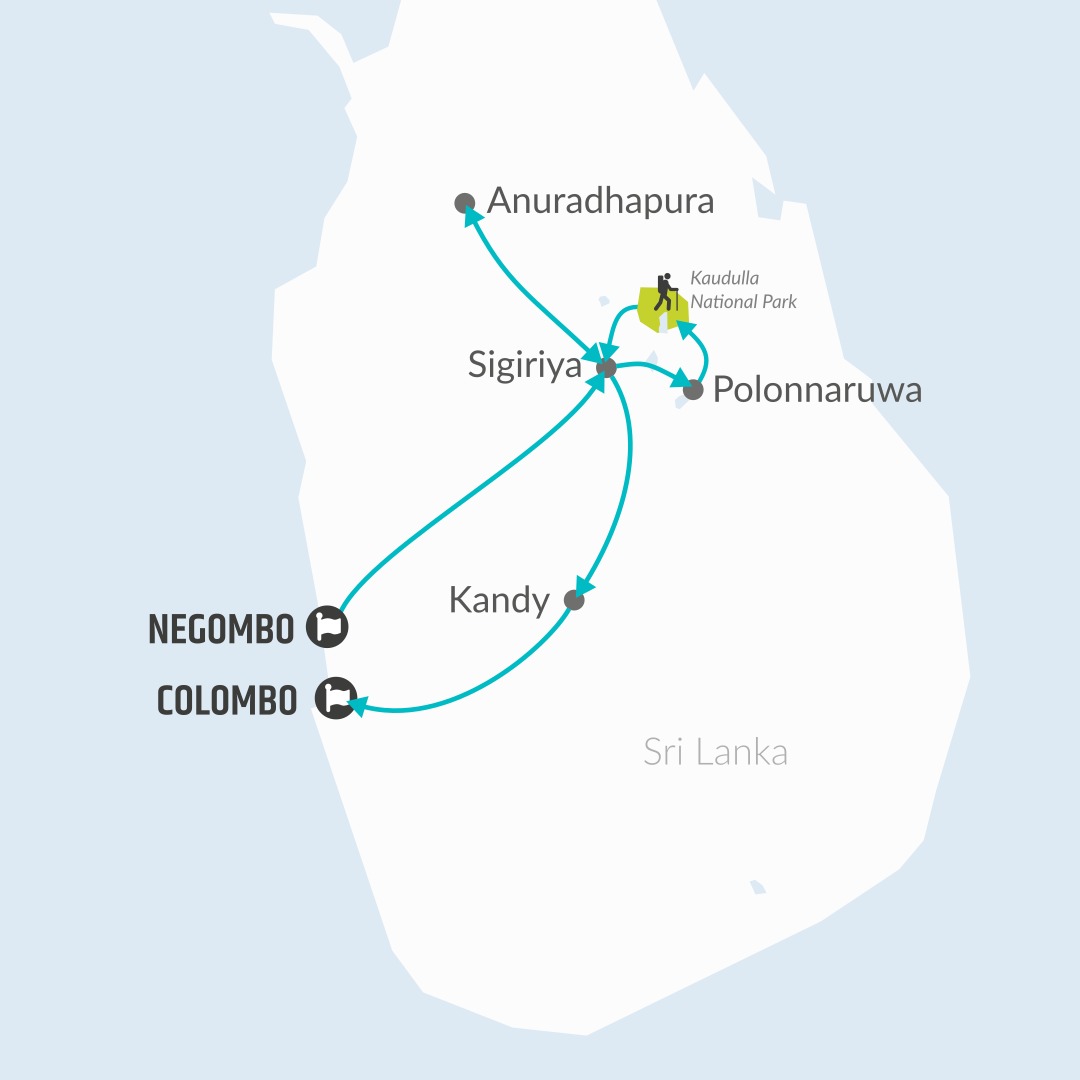 tourhub | Bamba Travel | Highlights of Sri Lanka 7D/6N | Tour Map
