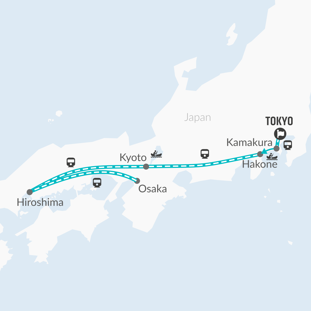 tourhub | Bamba Travel | Japan Backpacker Adventure 13D/12N | Tour Map