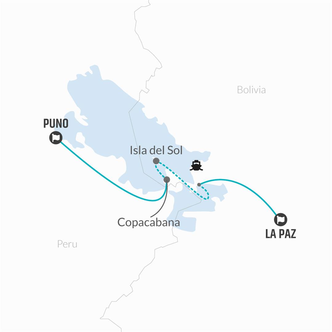 tourhub | Bamba Travel | Lake Titicaca Catamaran 2D/1N (La Paz to Puno) | Tour Map