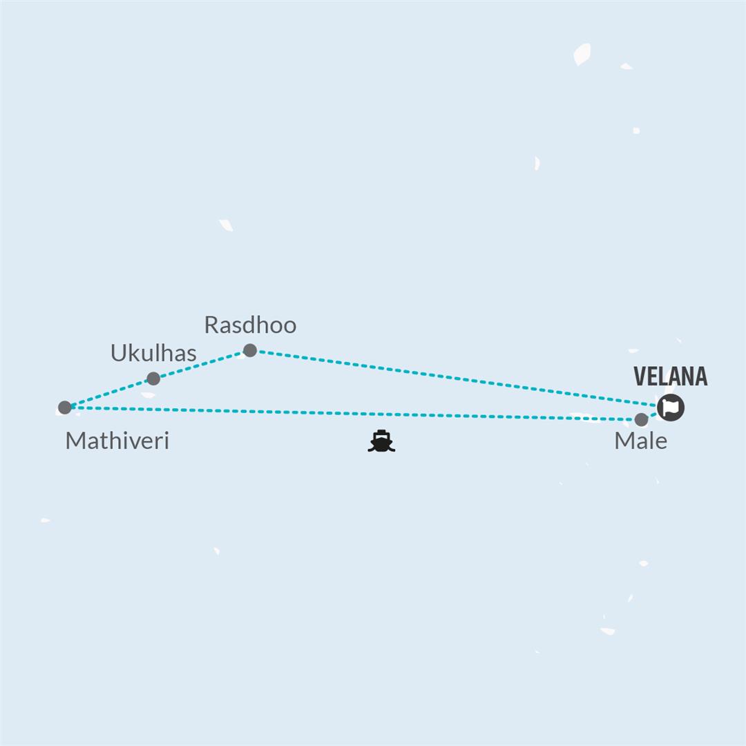 tourhub | Bamba Travel | Maldives Relaxed Group Island Hopping 8D/7N | Tour Map