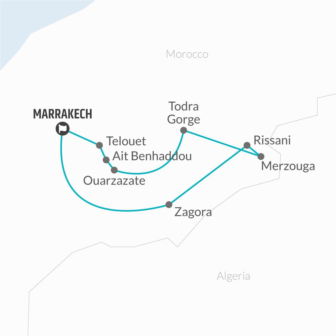 tourhub | Bamba Travel | Morocco Group Discovery 8D/7N | Tour Map