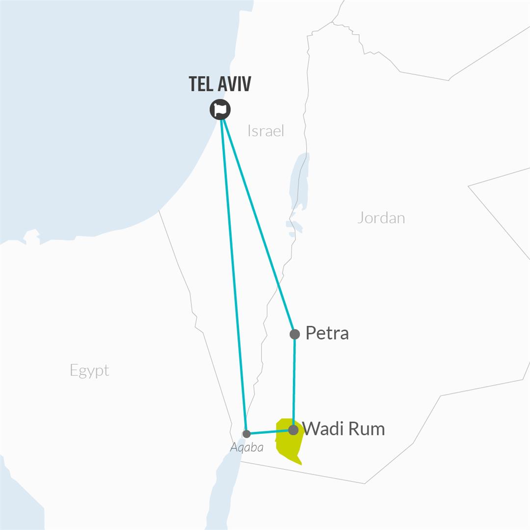 tourhub | Bamba Travel | Petra & Wadi Rum Experience 3D/2N (from Tel Aviv) | Tour Map