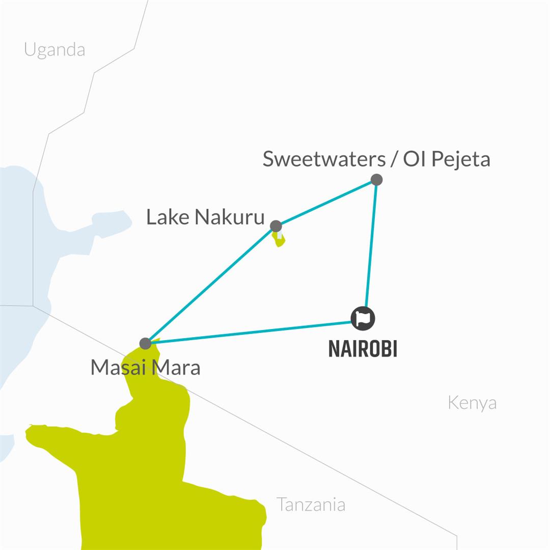 tourhub | Bamba Travel | Poa Sana Safari 5D/4N (Masai Mara, Sweetwaters & Lake Nakuru) | Tour Map