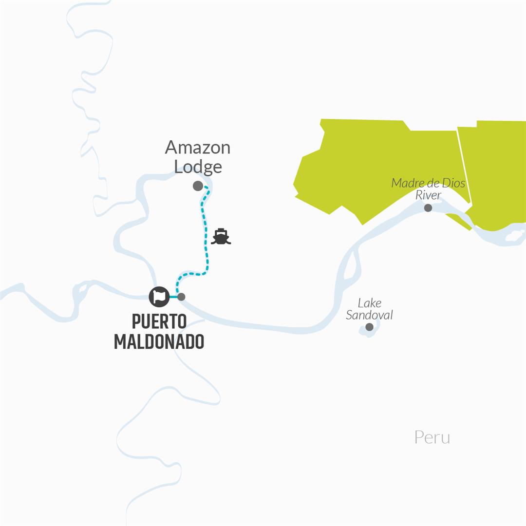 tourhub | Bamba Travel | Puerto Maldonado Amazon Budget Eco-Lodge 3D/2N | Tour Map