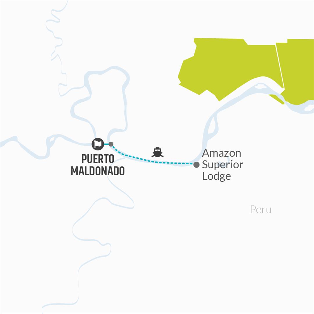 tourhub | Bamba Travel | Puerto Maldonado Amazon Superior Lodge 5D/4N (from Puerto Maldonado) | Tour Map