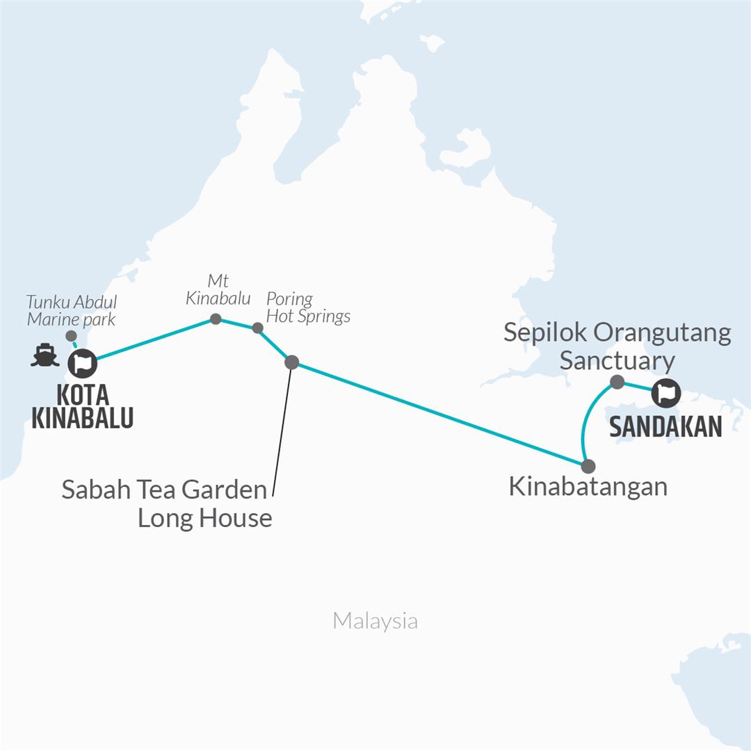 tourhub | Bamba Travel | Sabah Highlights Adventure 7D/6N | Tour Map