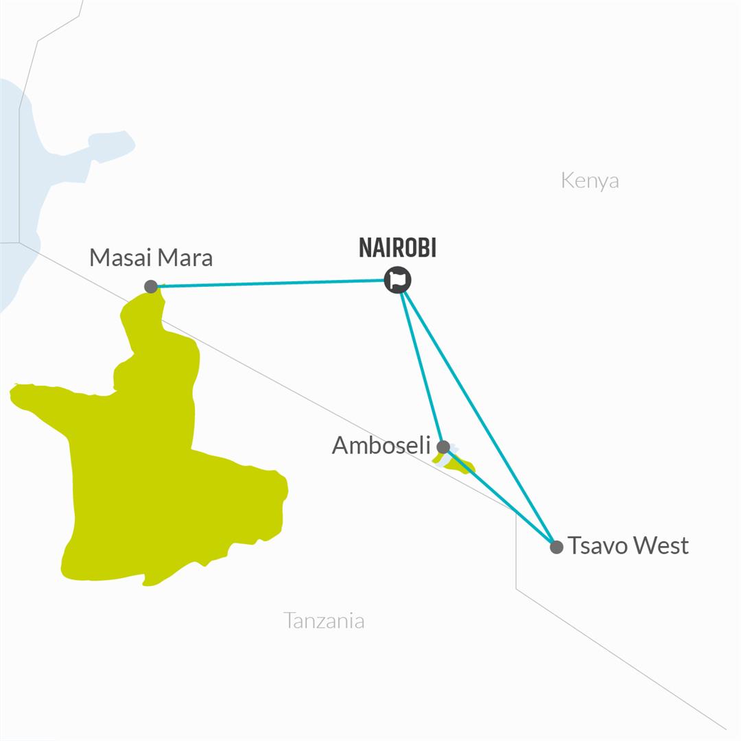 tourhub | Bamba Travel | Safari Dream Adventure 6D/5N (Masai Mara, Amboseli & Tsavo) | Tour Map