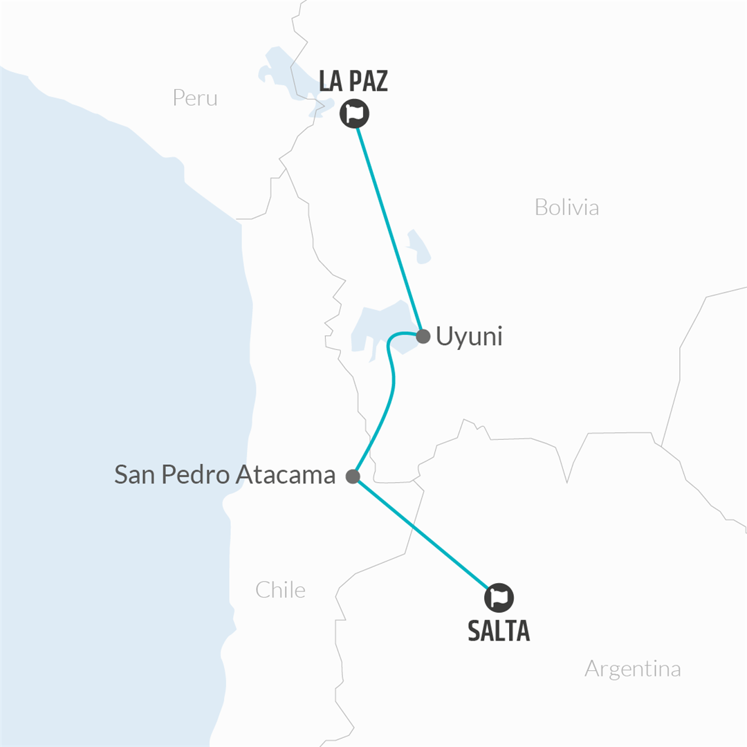 tourhub | Bamba Travel | Salta to La Paz Salt Flats Adventure 10D/9N | Tour Map