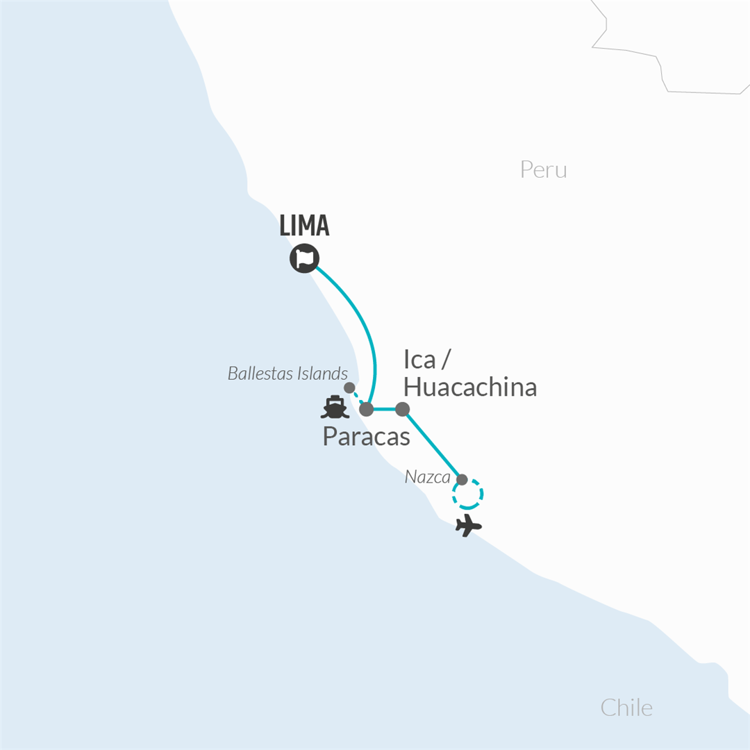 tourhub | Bamba Travel | Sandboarding & Nazca Lines Adventure 3D/2N | Tour Map
