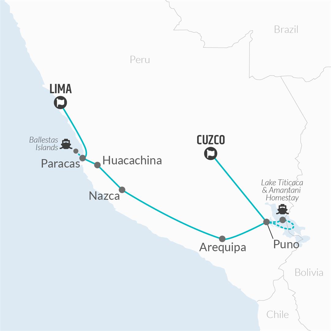 tourhub | Bamba Travel | Lima to Cuzco Travel Pass | Tour Map