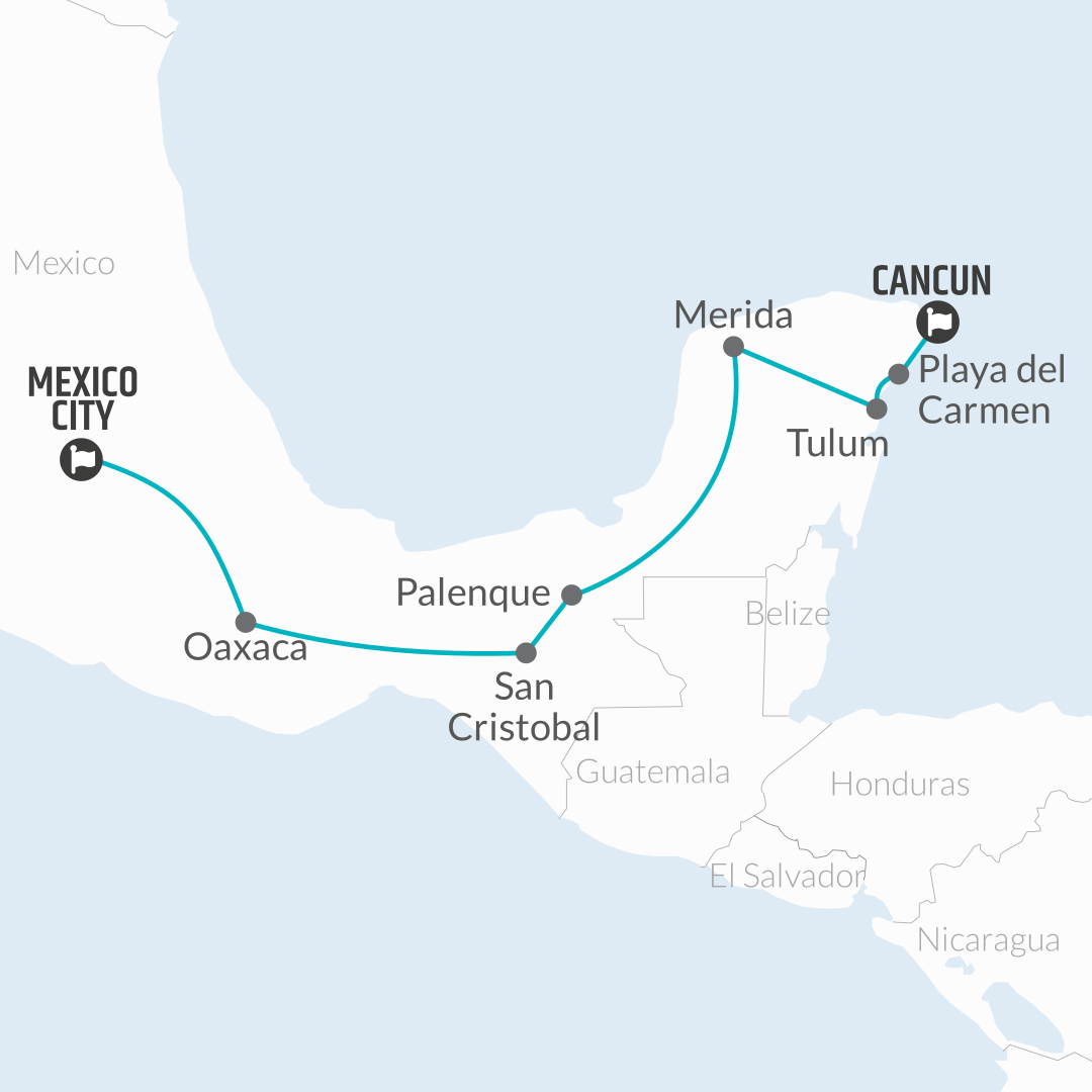 tourhub | Bamba Travel | Mexico Highlights (from Cancun) Express Travel Pass | Tour Map