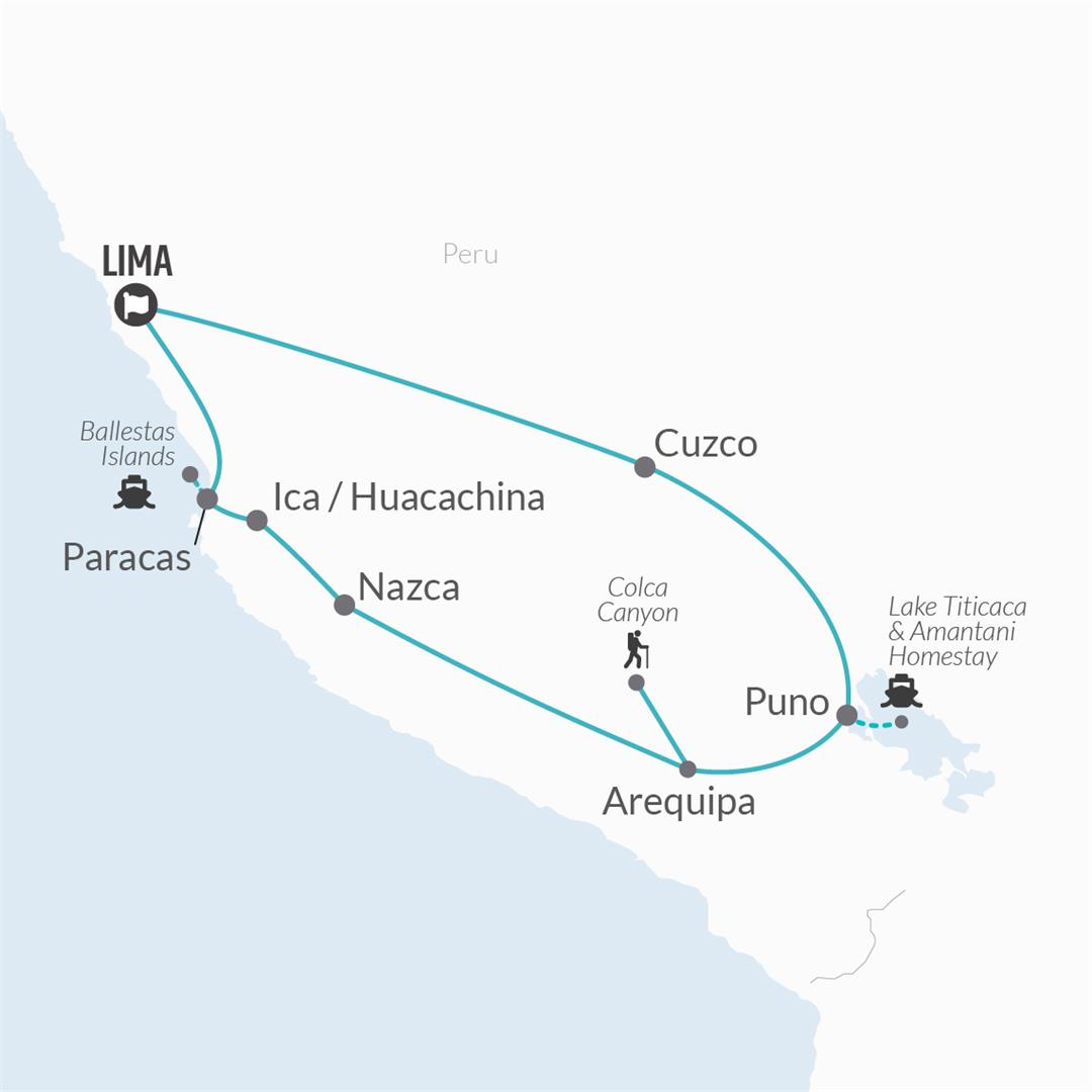 tourhub | Bamba Travel | Peru Circuit (from Lima) Travel Pass | Tour Map