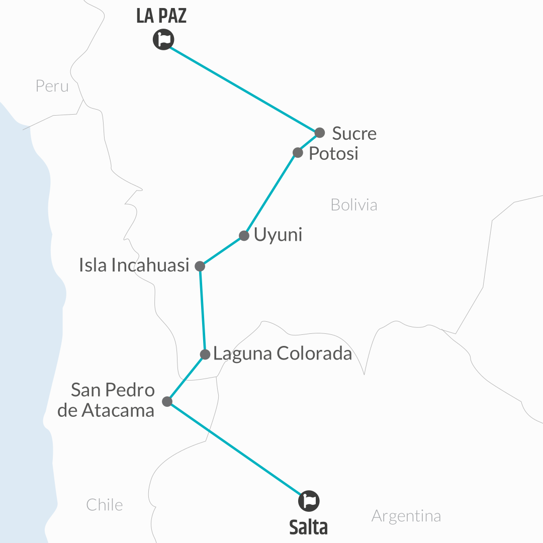 tourhub | Bamba Travel | Salta to La Paz Travel Pass | Tour Map