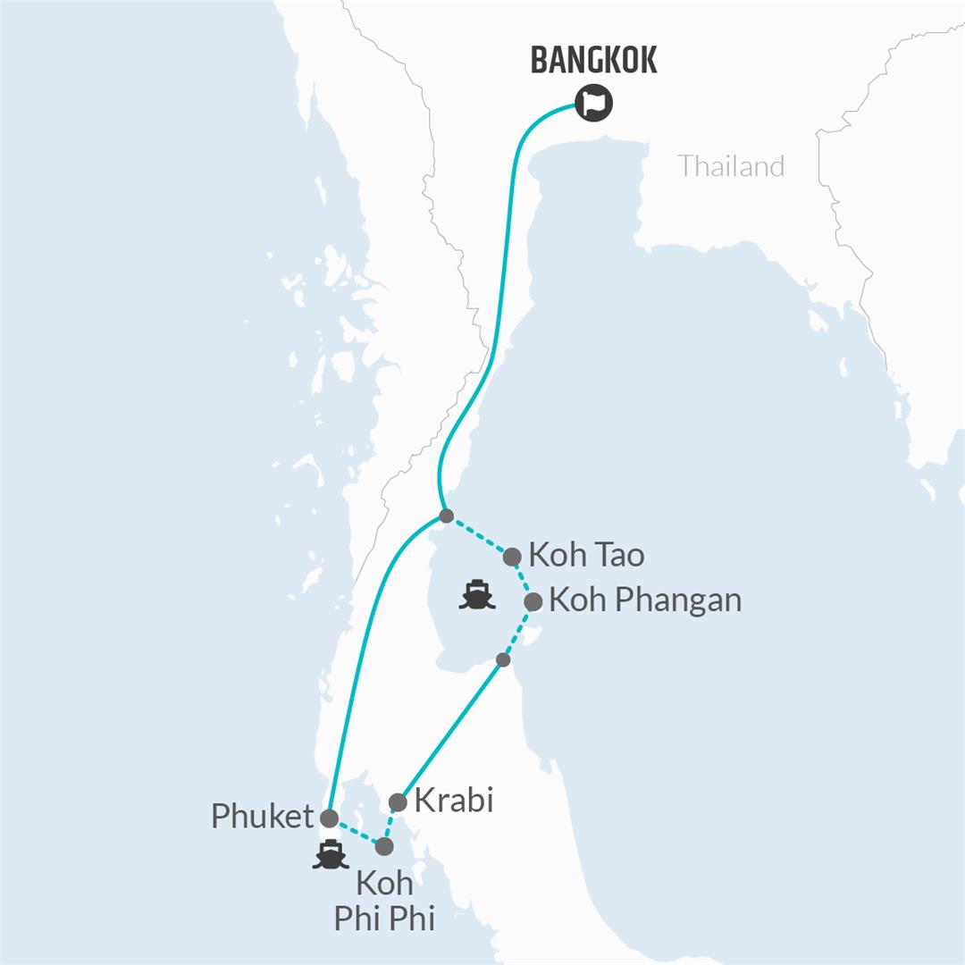 tourhub | Bamba Travel | Thailand Islands Travel Pass (Anticlockwise) | Tour Map