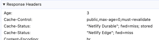 Astro + Netlify durable cache, first request showing a durable cache miss