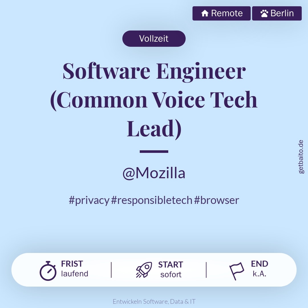 Software Engineer (Common Voice Tech Lead) - Mozilla