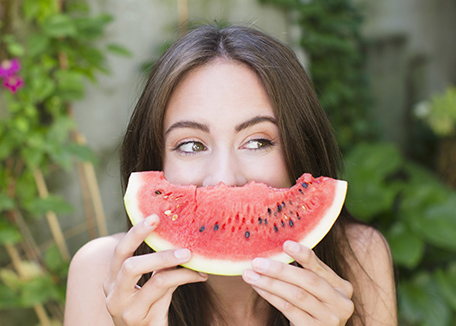 A girl with watermelon