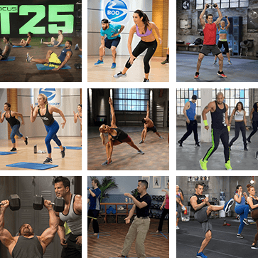 yoga, cardio, dance, strength training workouts