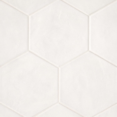 Allora 8.5x10 Hexagon porcelain tile in White