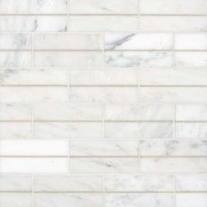 Ferrara Bianco Marble 3x6 with Brass - Honed