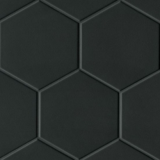 Uni Black 8x8 Hexagon Ceramic Tile