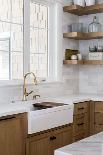 Cloe 2.5"x8" ceramic tile in White; Designer: LSL Design Co; Builder: Millhaven Homes; Photographer: Lindsay Salazar Photography