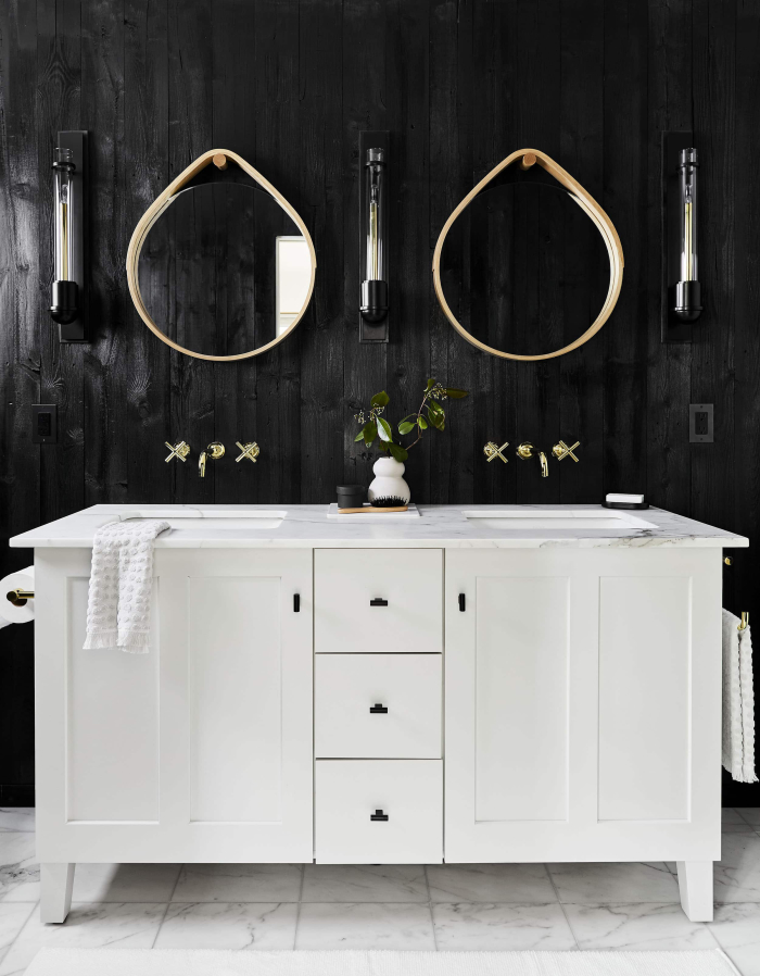 Bold Black and White Bathroom by Emily Henderson